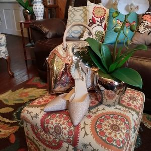 NWT Bongala Gold Sparkle Ankle Strap Pump